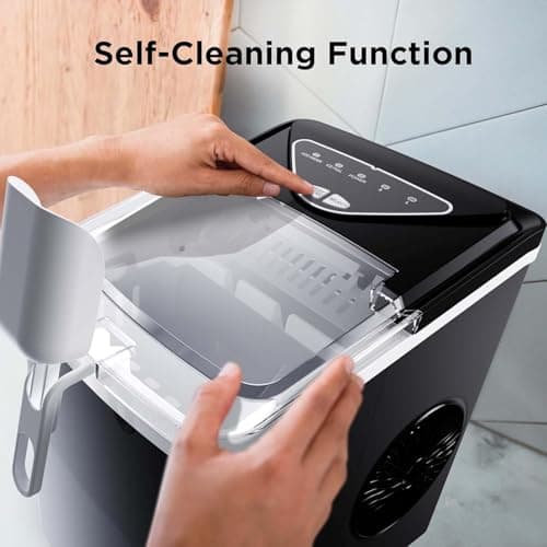 Silonn Ice Maker Countertop, 9 Cubes Ready in 6 Mins, 26lbs in 24Hrs, Self-Cleaning Ice Machine with Ice Scoop and Basket, 2 Sizes of Bullet Ice for Home Kitchen Office Bar Party