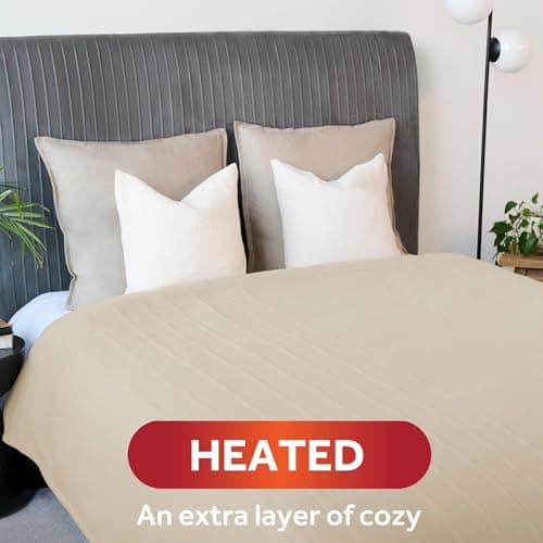 Sunbeam Royal Ultra Fleece Heated Electric Blanket King Size, 90" x 100", 12 Heat Settings, 12-Hour Auto Shut-Off, Machine Washable, Pebble Beige