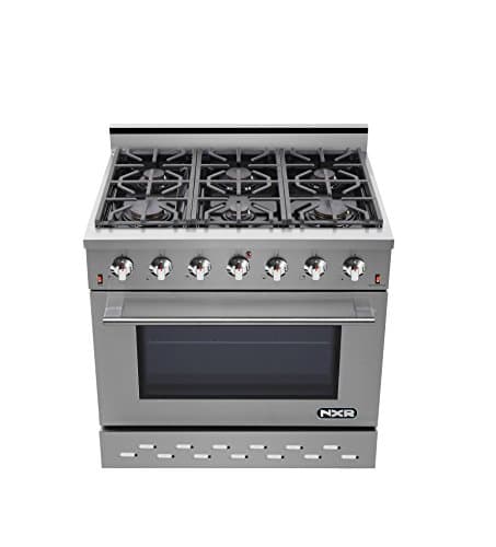 NXR SC3611 36" 5.5 cu.ft. Pro-Style Natural Gas Range with Convection Oven, Stainless Steel