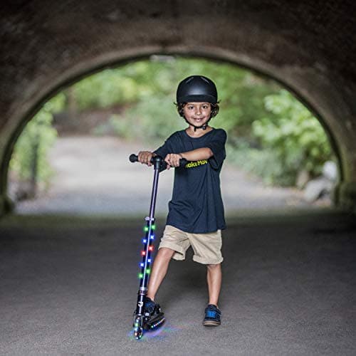 Jetson 2-Wheel Light-Up Kick Scooter, Light Up Deck and Wheels, Height Adjustable Handlebar, Rear Brake, Easy-Folding Mechanism, 4 or 6 inch wheels