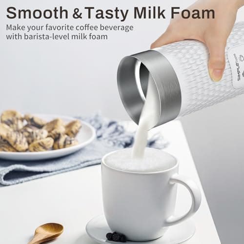 SIMPLETASTE Milk Frother, 4-in-1 Electric Milk Steamer, Automatic Warm and Cold Foam Maker and Milk Warmer for Latte, Cappuccinos, Macchiato