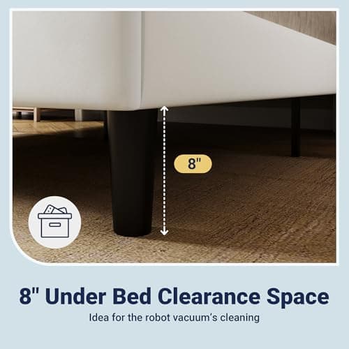 Allewie Queen Size Platform Bed Frame with Velvet Upholstered Wingback Headboard, No Box Spring Needed, Under Bed Storage Space, Strong Wooden Slats, Modern Mattress Foundation, Easy Assembly, White