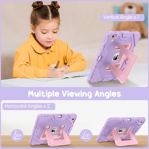 Fintie Kids Friendly Case for iPad (A16) 11th Generation 11 Inch (2025), iPad 10th Generation 10.9 Inch (2022), Fully-Body Rugged Heavy Duty Shockproof Protective Case with Kickstand, Purple