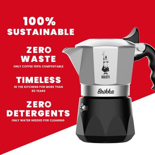 Bialetti Brikka Moka Pot - Crema-Rich Stovetop Espresso Maker, Italian Coffee Maker, 2 Espresso Shots (3.4 oz - 100 ml), Black