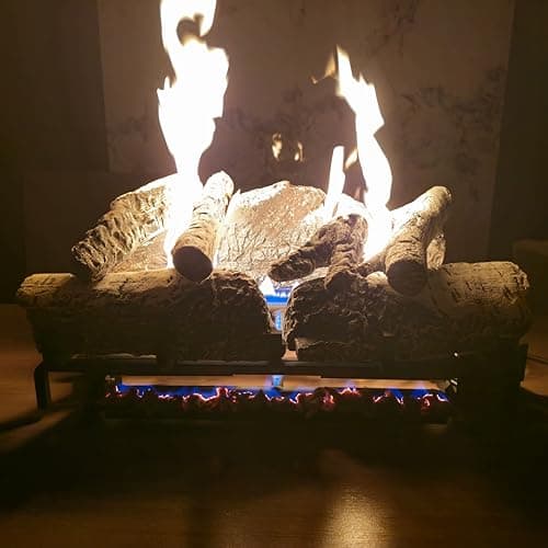 18-24 Inch Ventless Fireplace Logs Set with Remote Control, Only Used for Natural Gas,Heats up to 36000 BTU (Liquid Propane Fireplace Black Oak, 18Inch)