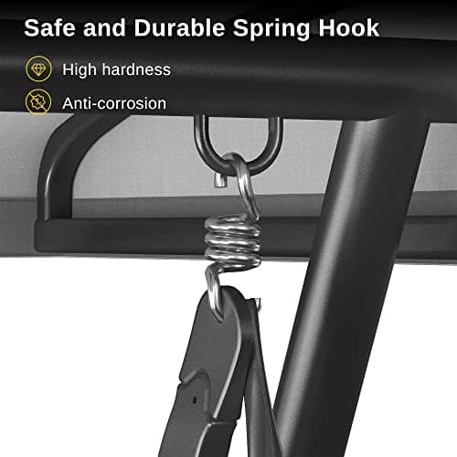 EAST OAK 3-Person Outdoor Patio Swing Chair with Adjustable Canopy, Porch Swing with Comfortable and Breathable Seats, Outdoor Swing Chairs for Garden, Balcony, Backyard, Charcoal Black