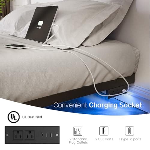 OLEVS Floating Bed Frame Full Size with Smart LED Lights and Charging Station - Modern Metal Platform Bed, Easy Assembly No Box Spring Needed