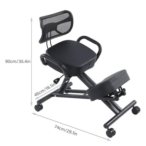 Ejoyous Kneeling Chair, Pneumatic Posture Correcting Knee Stool with Cushion Height Adjustable Rolling Orthopaedic Desk Stool for Banking Meeting Room Office Home Reception
