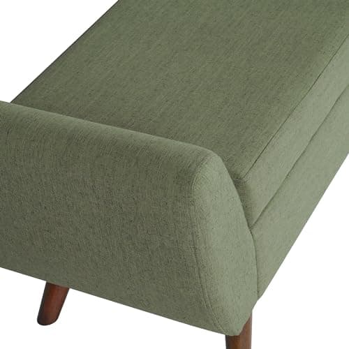 HomePop Modern Storage Bench with Wood Legs Home Décor|Bench with Storage for Living Room & Bedroom - Olive Green Woven