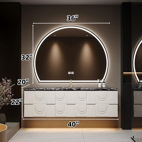 Bathroom Vanity with Sink - Elegant Bathroom Sink Cabinet, Floating Vanity with Smart Anti-Fog Mirror, Multi-Layer Thick Solid Wood Material - Complete Accessories (White, 40")