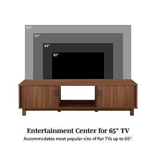 Walker Edison Arundo Fluted TV Stand for TVs up to 65 Inches, 58" TV Stand, Mocha