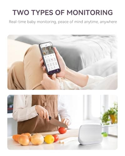Smart WiFi Baby Monitor - 5" 1080P Split Screen & 2K Camera App Control, Motion Alerts, Sound Detection, HD Night Vision, 5050mAh Battery, 2-Way Talk, Multi-User, Triple Security, 1600ft Range