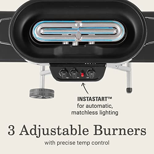 Coleman RoadTrip 285 Portable Stand-Up Propane Grill with 3 Adjustable Burners & Instastart Ignition, 20,000 BTUs of Power for Outdoor Cooking, Camping, Tailgating, Grilling, BBQs, & More