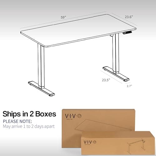 VIVO Electric 60 x 24 in Standing Desk, Memory Height Adjustment, 1B Series, One-Piece Black Top, Black Frame, DESK-KIT-1B6B