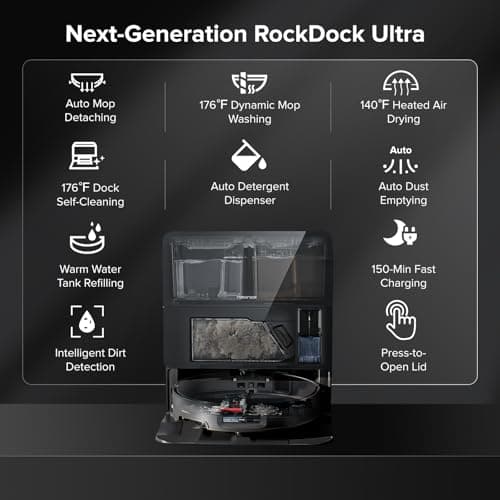 roborock Saros 10 Robot Vacuum and Mop, 22,000Pa Suction, AI Obstacle Avoidance, 3.14-inch Ultra Thin, Intelligent Dirt Detection, Zero Tangling Main Brush, Hot Water Mop & Dock Self Cleaning