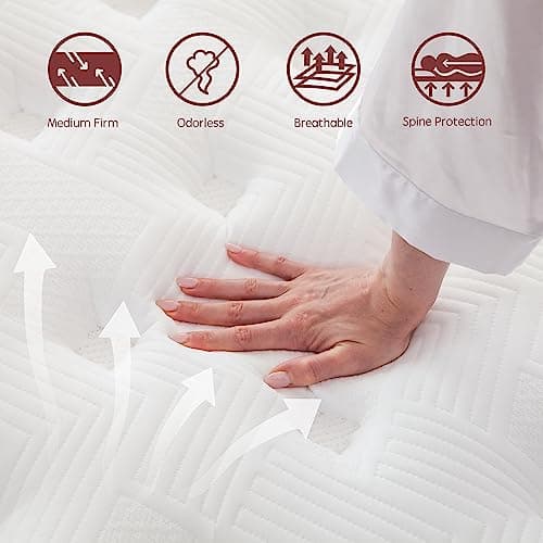 Queen Mattress, 14 Inch Innerspring Hybrid Mattresses in a Box with Gel Memory Foam, Individually Wrapped Encased Coil Pocket Spring Mattress, Pressure Relief, Medium Firm Support,60"*80"*14"…