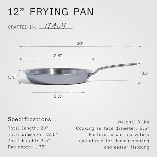 Made In Cookware - 12-Inch Stainless Steel Frying Pan - 5 Ply Stainless Clad - Professional Cookware - Crafted in Italy - Induction Compatible