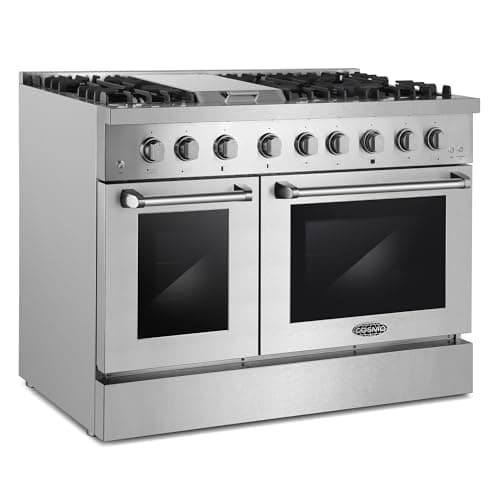 Cosmo COS-DFRL486GK 48 in. Lumin Collection 6.7 cu. ft. Double Oven Dual Fuel Range with 6 Sealed Burners, Rapid Convection, Stainless Steel