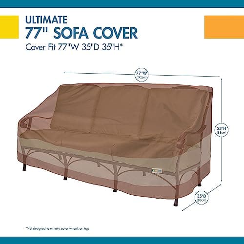 Duck Covers Ultimate Waterproof Patio Sofa Cover, Outdoor Couch Cover with All Weather Protection, Patio Furniture Covers with Attachment Strap, 77"W x 35"D x 35"H, Outdoor Sofa Cover