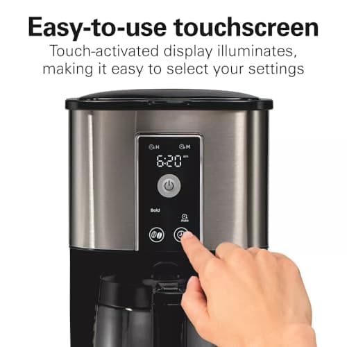 Hamilton-Beach 12-Cup Programmable Hot & Iced Coffee Maker, 950W Electric Drip Machine with Dishwasher-Safe Parts, 24-Hour Delay Brew, Touch-Activated Display for Regular Bold Iced Coffee Auto-Off.