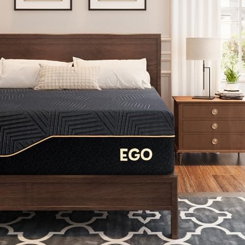 EGOHOME 14 inch Firm Queen Mattress, Memory Foam Mattress with Cooling Cover, Bed in a Box, CertiPUR-US Certified, Breathable and Supportive, Made in USA, 60x80x14 Black