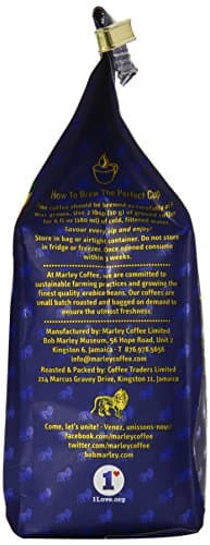 Marley Coffee Talkin' Blues, Jamaica Blue Mountain Naturally Grown Ground Coffee, 8-Ounce Bag
