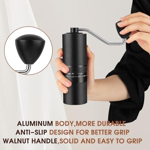 Portable Manual Coffee Grinder – 60 Precision Grind Settings, Stainless Steel Conical Burr Mill for Espresso, French Press & Travel