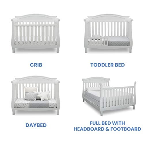 Delta Children Lancaster 4-in-1 Convertible Baby Crib, Bianca White