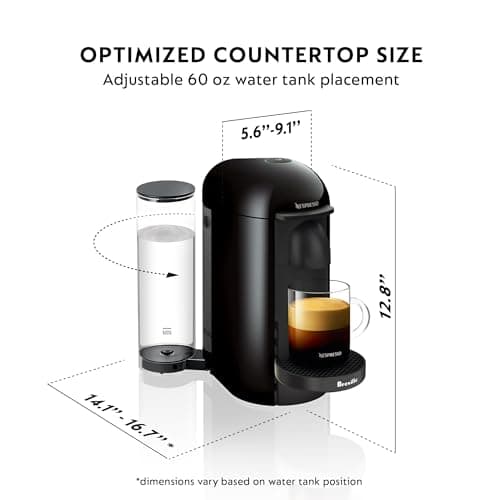 Nespresso Vertuo Plus Coffee and Espresso Maker by Breville, Ink Black