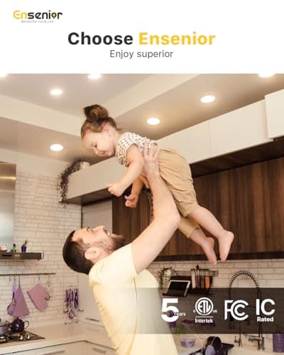 Ensenior 12 Pack 6 Inch LED Recessed Ceiling Light, Dimmable, 2700K-5000K 5CCT, 1200LM 12W 120V, High Brightness Canless Wafer Downlight - ETL&FCC&IC