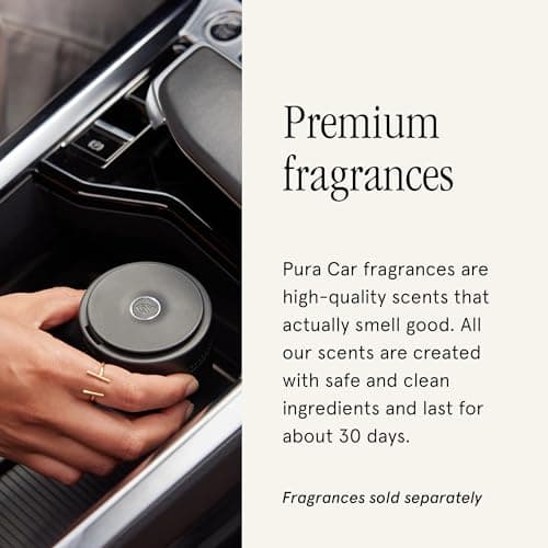 Pura Car Diffuser - Smart Car Aroma Diffuser with USB-C Cable for Luxury Fragrances - Auto Start & Start - Adjustable Fragrance Intensity - Fragrances Sold Separately