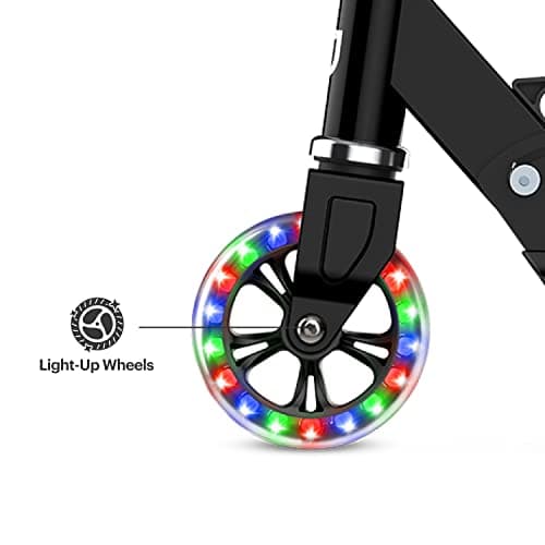 Jetson 2-Wheel Light-Up Kick Scooter, Light Up Deck and Wheels, Height Adjustable Handlebar, Rear Brake, Easy-Folding Mechanism, 4 or 6 inch wheels