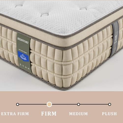 BedStory Firm King Mattress 12 inch - Pain-Relieving Hybrid Mattress for Extra Lumbar & Hip Support - 365-Night Trial No Sagging Bed in a Box - No Odor, Fiberglass-Free, CertiPUR-US Certified