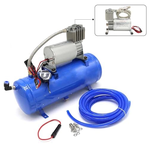 Universal 150 PSI Horns Heavy Duty Onboard Air Compressor, Replacement for Truck/Car Train Horn/Suspension/Ride/Bag kit/System and All 12v Vehicles like Semi/Pickup Trucks, Silver 1/4
