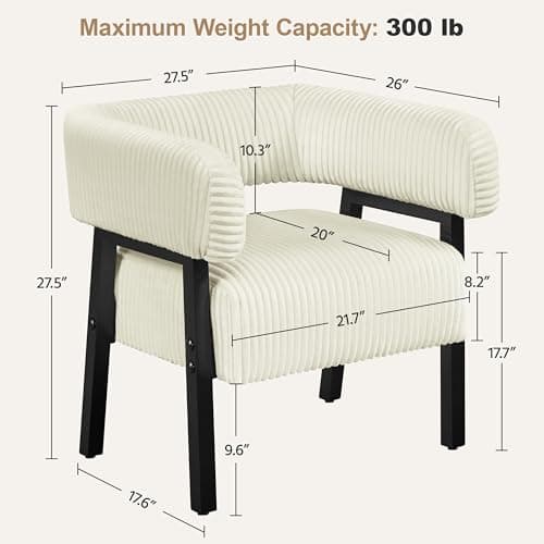 Yaheetech Corduroy Barrel Accent Chair Set of 2, Modern Upholstered Armchair with Solid Wood Legs, Cozy Leisure Chair with Pocket Coiled Seat for Living Room, Bedroom, Reading Nook Beige