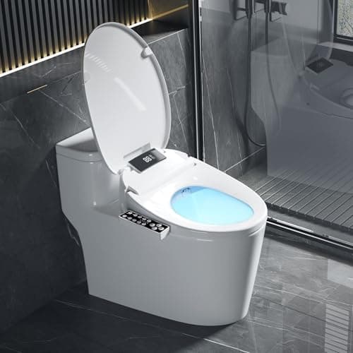 Bidet Toilet Seat Round, Unlimited Warm Water, Heated Toilet Seat, Warm Air Dryer, Rear and Feminine Washing, Soft Closed Toilet Lid, Night Light, Smart Toilet Seat with Bidet Requires Outlet