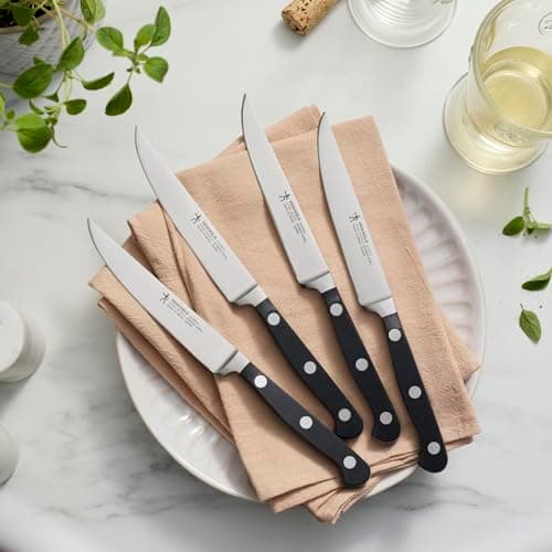 HENCKELS Classic Razor-Sharp Steak Knife Set of 4, German Engineered Informed by 100+ Years of Mastery, Black/Stainless Steel