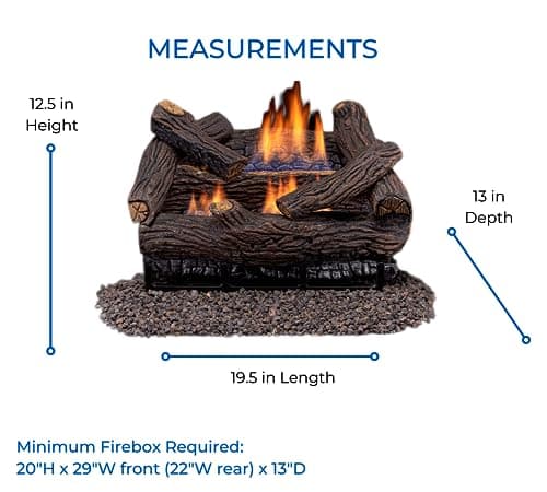 Duluth Forge DLS-18R-2 Dual Fuel Ventless Fireplace Logs Set with Remote Control, Use with Natural Gas or Liquid Propane, 30000 BTU, Heats up to 1000 Sq. Ft, Stacked Red Oak, 18 Inches
