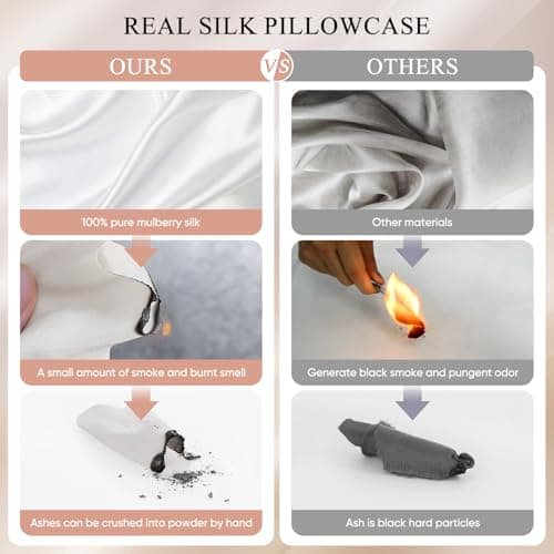 100% Mulberry Silk Pillowcase 22 Momme (SGS Certified) with Free Silk Eye Mask - Luxury Gift-Ready Folded Packaging, Cooling Pillow Cover for Hair & Skin Care (White, Standard (1 Pack))