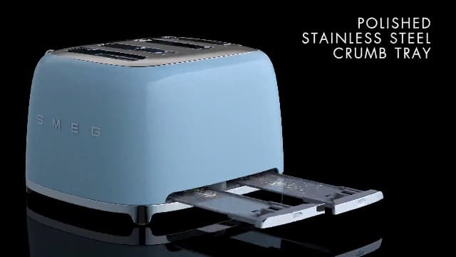 Smeg 50's Style Retro Aesthetic 4 Slice Toaster 6 Presets Extra Wide Slots Cream TSF03CRUS