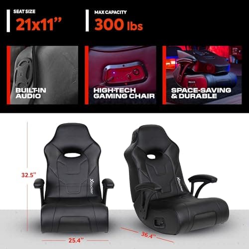 X Rocker Video Gaming Floor Rocker Chair, Built-in Audio, College Dorm Essentials for Guys and Girls, Gamers, Bedroom, Dorm Room Essentials, Foldable