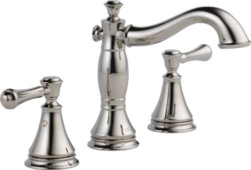 Delta Faucet Cassidy Widespread Bathroom Faucet 3 Hole, Bathroom Sink Faucet, Metal Drain Assembly, Polished Nickel 3597LF-PNMPU