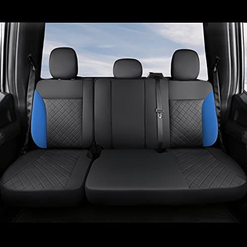 GIANT PANDA Full Set Car Seat Covers Customized Fit 2009-2025 Ford F150 and 2017-2025 F250 F350 F450 Super Crew/Crew Cab Pickup Trucks, Front and Rear Seats Fabric Protectors (Black+Blue)