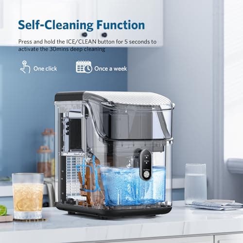 COWSAR Nugget Ice Makers Countertop Soft Chewable Pellet Ice Machine with Auto-Cleaning Function, 35Lbs/24H, Portable Ice Makers for Kitchen, Office, Home,Silver