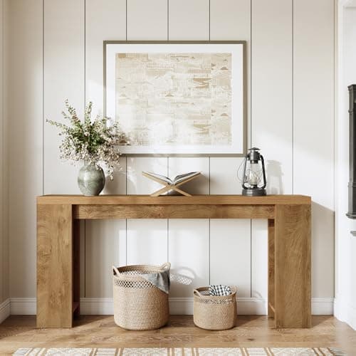 Little Tree 70.9-Inch Long Console Table, Narrow Sofa Table Behind The Couch, Farmhouse Console Table for Living Room, Entryway, Hallway