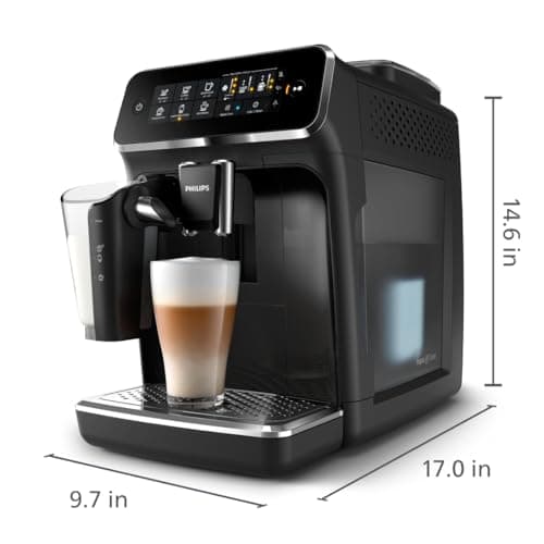 Philips 3200 Series Fully Automatic Espresso Machine, LatteGo Milk Frother, 5 Coffee Varieties, Intuitive Touch Display, 100% Ceramic Grinder, AquaClean Filter, My Coffee Choice, Black (EP3241/54)