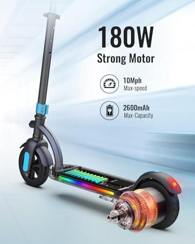 Gyroor H40 Kids Electric Scooter, 180W Motor, Up to 10 MPH, LED Display & Colorful Lights, Adjustable Height, for Boys & Girls Ages 8-12, Great Birthday Gift