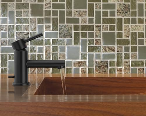 Moen Align Matte Black One-Handle Single Hole Low Profile Modern Bathroom Faucet with Drain Assembly, 6191BL