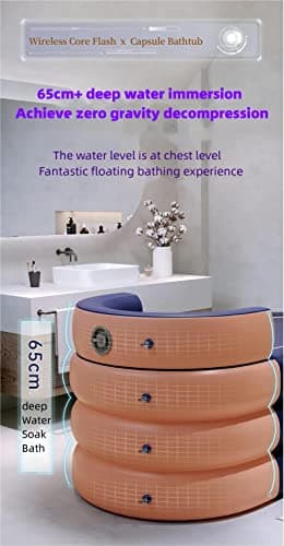 Inflatable adult bathtub with electric air pump,Suitable for hot water bath & ice bath(grapefruit tangerine)