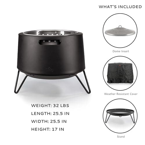 20-Inch Smokeless Social Fire Pit, Portable Outdoor Fire Pit with Removable Ash Base, Stand & Cloth Cover – Modern Wood Burning Fire Pit for Patio, Backyard, and Gatherings